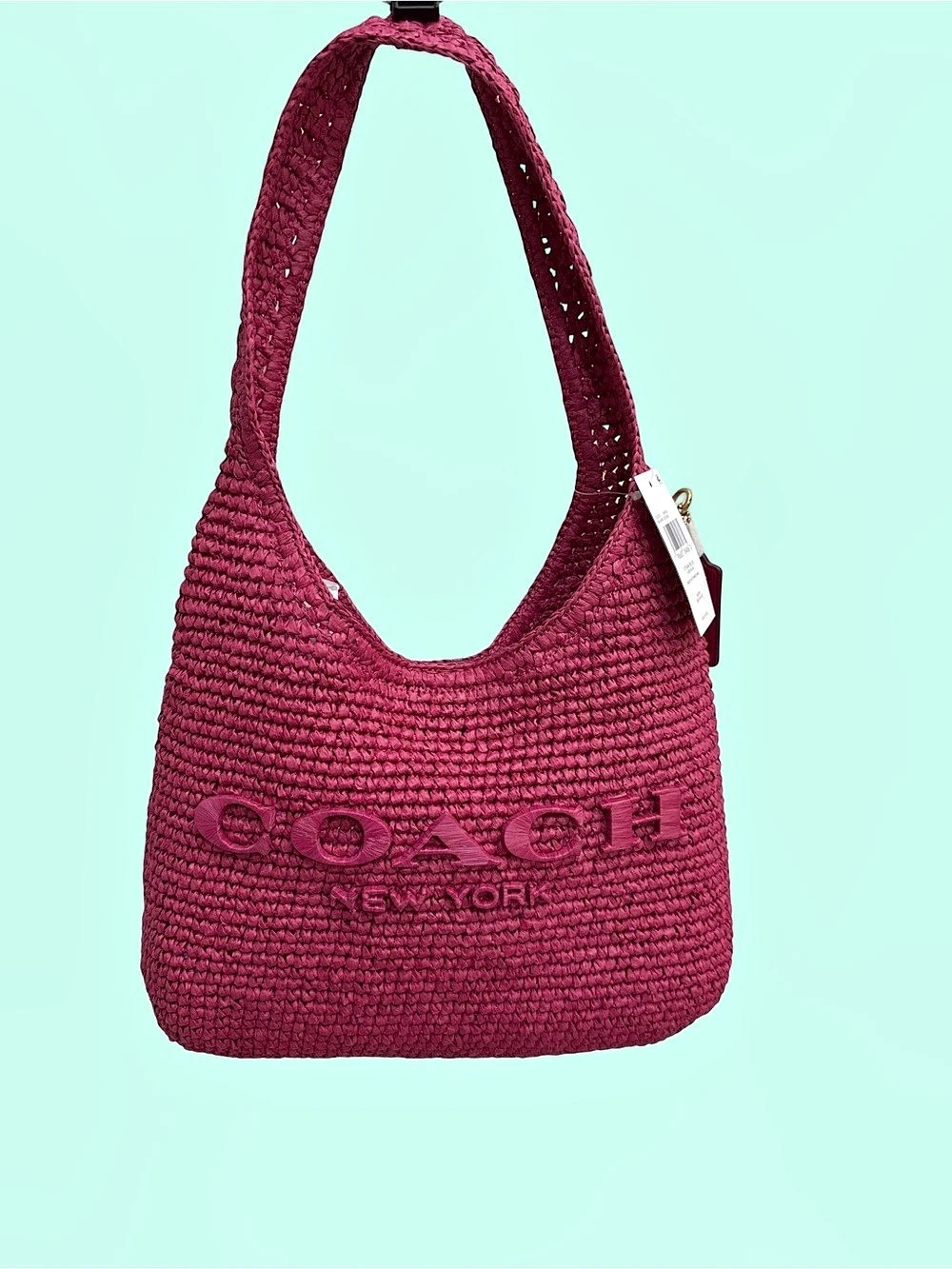 Coach Brooklyn Shoulder Bag 28 in Straw Shoulder Bag in Pink NWT